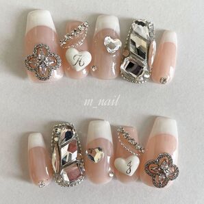 【No.62】ネイルチップ 韓国 量産型 ガーリー ちゅるん ワンホン