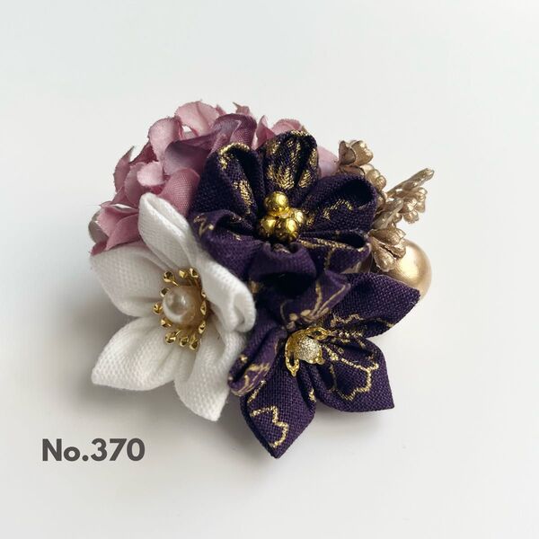 ハンドメイド コサージュ 髪飾り ブローチ 卒業式 お花ビーズデザイン フラワー パープル ヘアクリップ 結婚式 振袖 着物