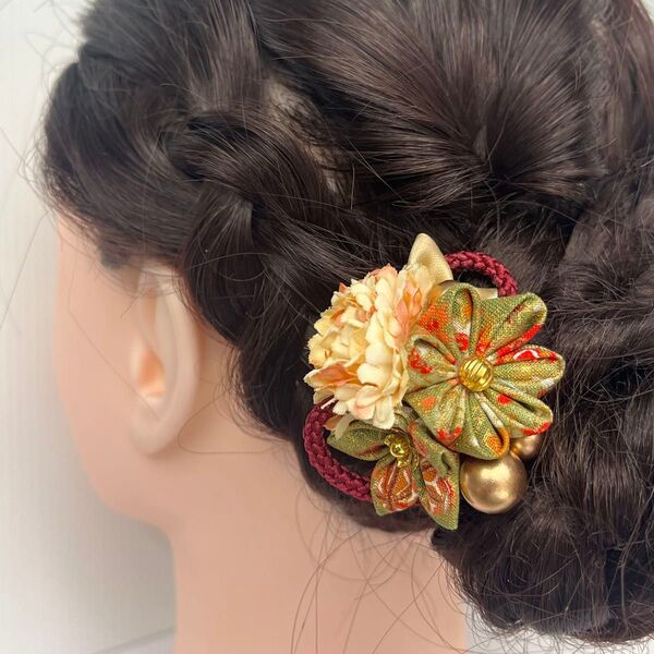 ハンドメイド つまみ細工 七五三 髪飾り 成人式 かんざし ブローチ 卒業式 ヘアアクセサリー 結婚式