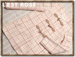 ☆ L'est Rose Rest Rose Duffle -стиль твидовый пальто белое ☆
