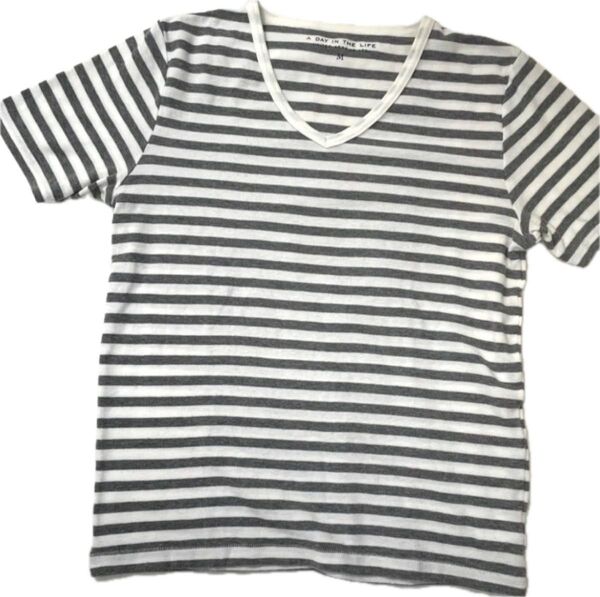 【A Day In The Life UNITED ARROWS】Vネック 半袖Tシャツ カットソー ボーダー柄