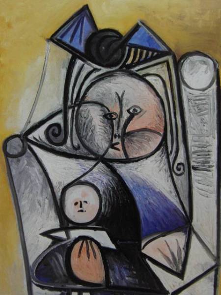 Pablo Picasso, FILLETTE A LA POUPEE, 海外版超希少レゾネ, 新品額装付, 送料込み, wanko, 絵画, 油彩, 人物画