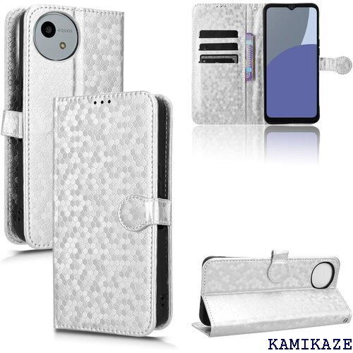 AQUOS wish4 ケース 手帳型 水玉模様 シャ os wish4 対応 シルバー AQUOS wish4 2517