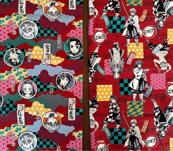 鬼滅の刃 オックス生地 112cm幅 × 100cm 2枚セット