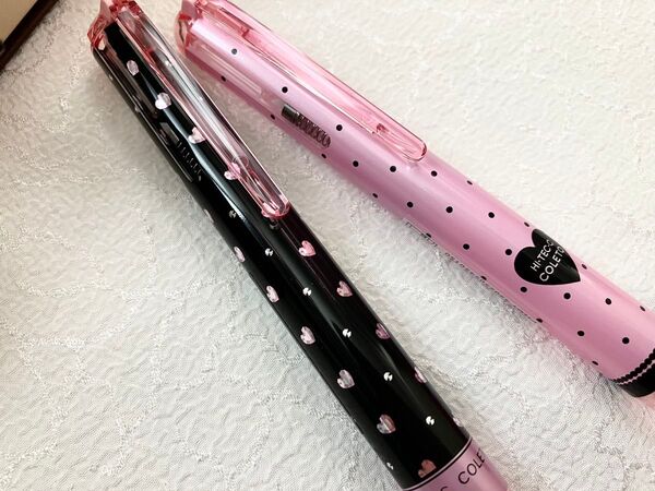 ハイテックCコレト/限定◆ジュエルハート 本体 ハート・ドット柄 黒、ハートドットピンク◇2本セット◇完売