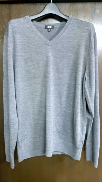 UNIQLO メリノVネックセーター M グレー