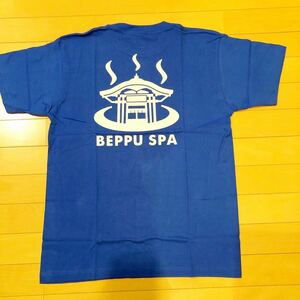 別府　Tシャツ 温泉イラスト　メンズM 新品　竹瓦温泉　ロイヤルブルー　老舗温泉　BEPPU SPA