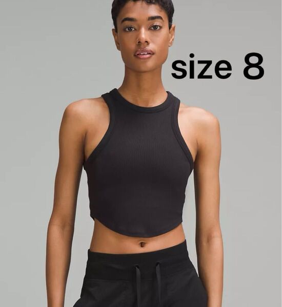新品 ルルレモン Hold Tight Cropped Tank (ブラック、サイズ8)