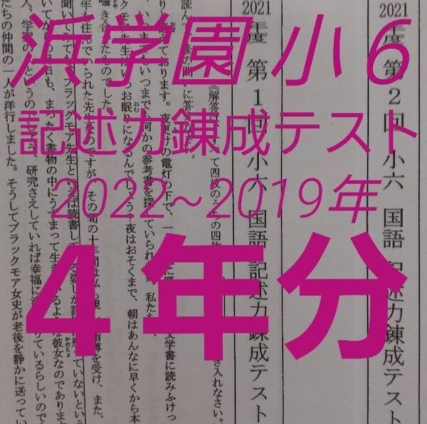 浜学園 小6 4年分 国語記述力錬成テスト 中学受験 難関 最難関