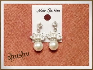 [ silver pearl earrings!] fashion / accessory / earrings / white / silver / casual / formal / pearl / outing / all season 