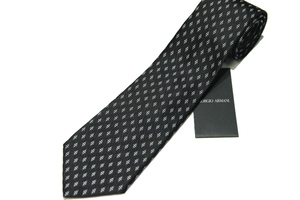  new goods GIORGIO ARMANI (joru geo Armani ) hand made diamond total pattern silk necktie Italy made black black 