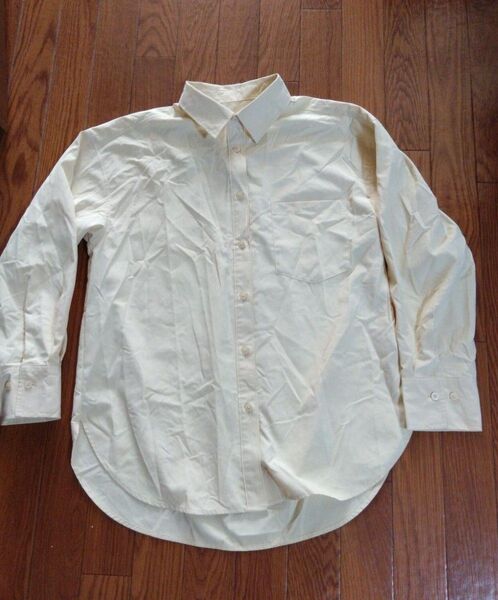 GU 長袖シャツ S 黄色 胸ポケット付 リサイクルポリエステル59%