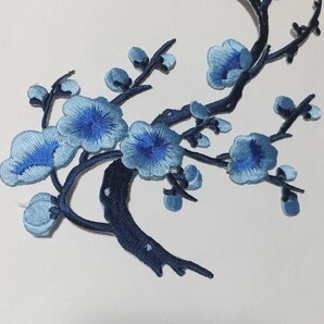 ブルー桜刺繍アイロン用ワッペン