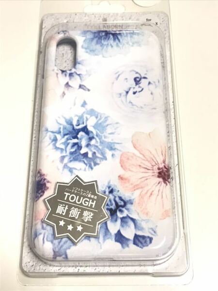 匿名送料込 iPhoneX用カバー 耐衝撃 ハイブリッドケース 綺麗な花柄デザイン バック白系 可愛い 新品iPhone10 アイホンX アイフォーンX/EJ5