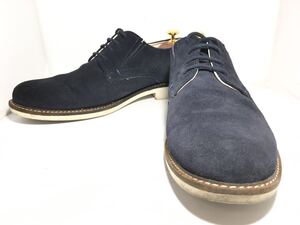 即決 送料込み ステファノロッシ stefanorossi 26.5cm プレーントゥ 外羽根式 スエード 43 メンズ 紺色 ダークブルー カジュアル ビジネス