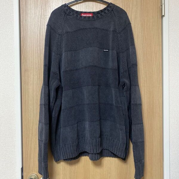 supremeストライプセーターニット グレー系
