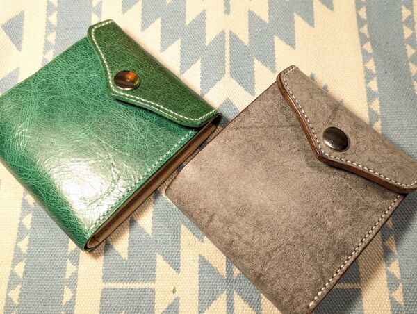 三つ折財布 ハンドメイド オニキスorゴーストレザー