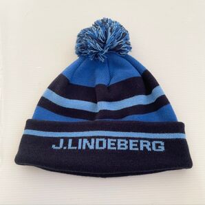 J.LINDEBERG ニット帽 青/紺 ポンポン付き