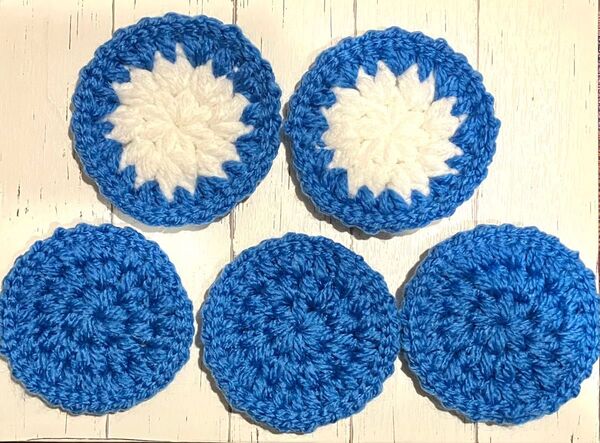 アクリルたわし 5個セット 抗菌防臭加工糸 ハンドメイド