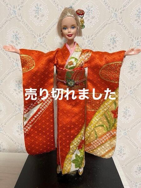 売り切れました。バービー振り袖着物、帯2種類付き