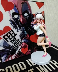  prompt decision! pretty Super Sonico figure headphone hot pants pink high heel wristband polka dot necktie 