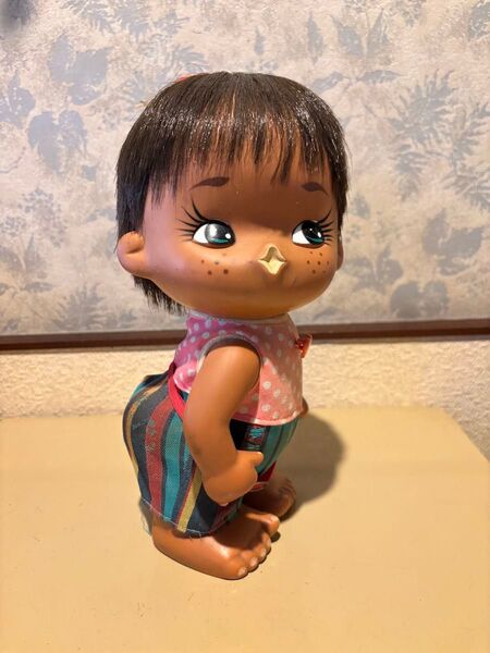 昭和レトロIKB ソフビ 日本製 ポッポちゃん 黒ギャルソフビ ビンテージ 人形