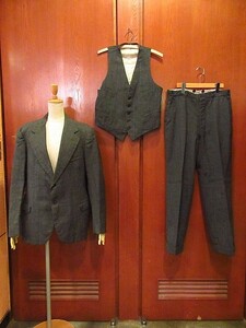 ビンテージ30's★HAMPTON HEATH 2Bスーツスリーピースグレー★191222s4-m-suit 1930sセットアップウールメンズ