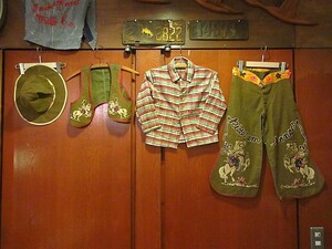  Vintage 40's50's* Kids Western 4 point set *191209s6-k-stup 1940s1950s hat the best flannel shirt pants setup 