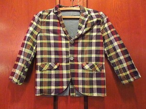  Vintage 60's* Kids ma gong s check 2B tailored jacket *191215f7-k-jk outer child clothes blaser check pattern USA