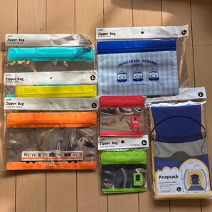 電車 新幹線 ジップバッグ、ビニールナップサック7点セット