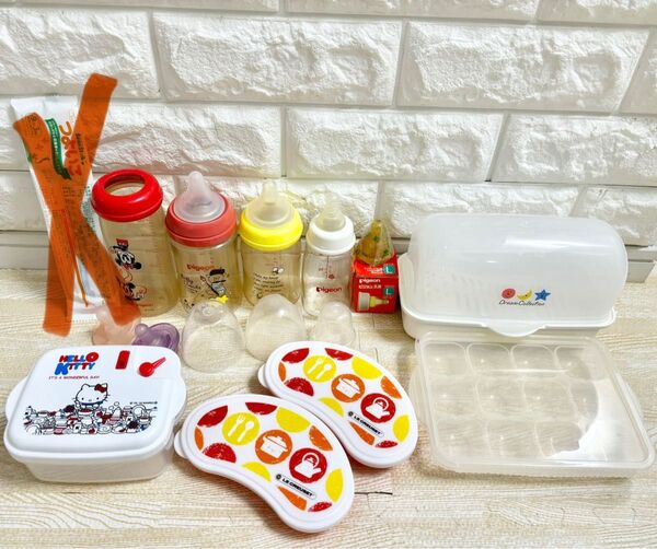 【新品美品あり!!9点まとめ売り!!】哺乳瓶&消毒容器&ベビー用食器まとめ売り