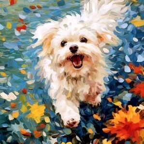 【No.54】ダイヤモンドアート☆スターターキット☆マルチーズ☆飾れるインテリア趣味DIY1