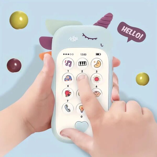 ベビーおもちゃ スマホ 歯固め 多機能携帯電話型おもちゃ ブルー