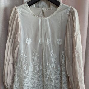 axes femme 刺繍シフォン カットソー М