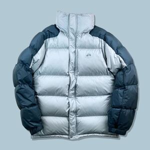 00s Y2K NIKE ACG ナイキ ヴィンテージツートンダウンジャケット ギア テック フーデッド シルバーグレー ネイビー ベンチレーション