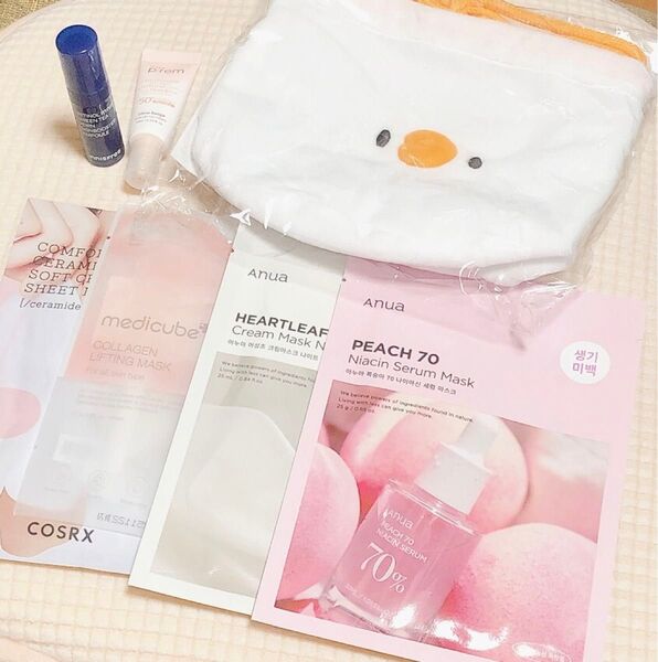 韓国コスメ まとめ売り Anua PEACH70 HEARTLEAF medicube COSRX イニスフリー メイクプレム巾着