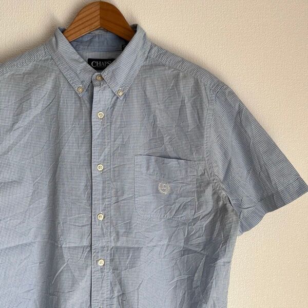 古着 L 半袖シャツ CHAPS チャップス CUSTOM FIT チェック柄