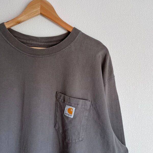古着 2XL ロンT carhartt カーハート ダークグレー