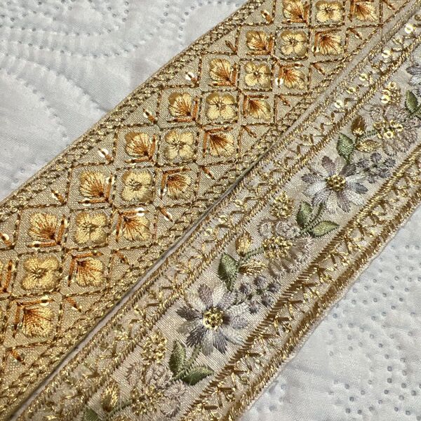 【セール】インド刺繍リボン50センチ×2本