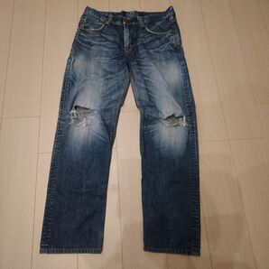 503 ストレートデニム 青 ダメージあり