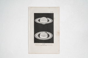 【1865年 アンティーク天文図版 土星 フランス紙もの】天文学 紙物 天体観測 星座 宇宙 ビンテージ ブロカント 古道具 レトロ インテリアに