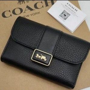 新品 COACH 折り財布 三つ折り財布 ブラック