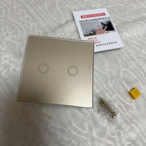 タッチライトスイッチ グラスパネル テンパーレッド 86mmx86mm 2個 ゴールド