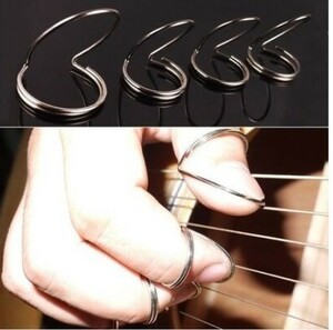 C69 １円～ 新品 高品質 4つのシルバーギターピック バタフライフィンガースタイル 親指のピック