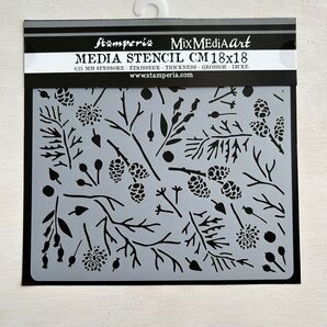 【新品】スタンぺリア ステンシル 7インチ (Branches And Pinecones) ジャンクジャーナル コラージュ