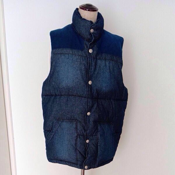 【CRAFT STANDARD BOUTIQE】デニムダウンベスト Lサイズ 色/インディゴブルー