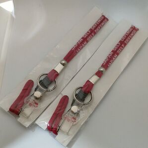 2点セット●送料無料【未使用品】ネックストラップ 赤 丸紐タイプ リング付き■ワンタッチ着脱■長さ調節スライダー付き