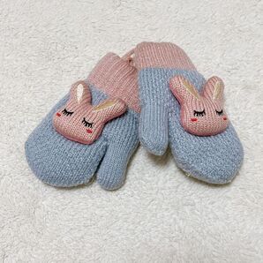 キッズミトン 手袋 うさぎ 裏ボア 厚手 3〜7歳 雪遊び