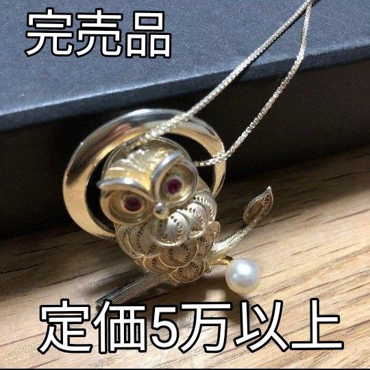 希少 IEIシルバーネックレス ふくろう /ブローチ