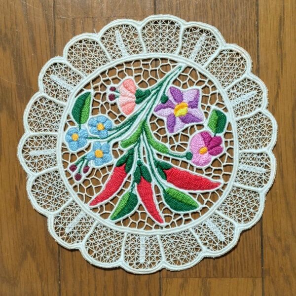 ハンガリー カロチャ刺繍 ドイリー